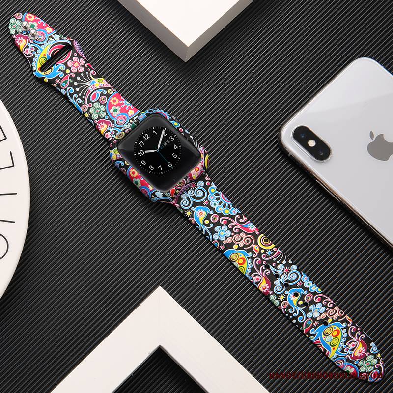 Apple Watch Series 1 Drukowana Futerał Ochraniacz Modna Marka Czarny Silikonowe