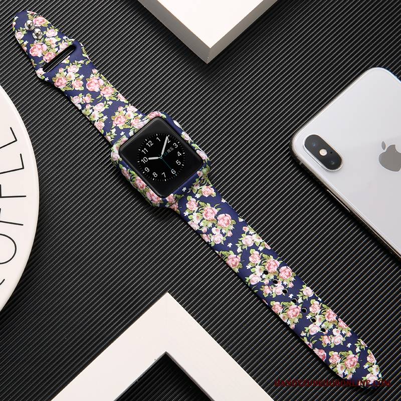 Apple Watch Series 1 Drukowana Futerał Ochraniacz Modna Marka Czarny Silikonowe