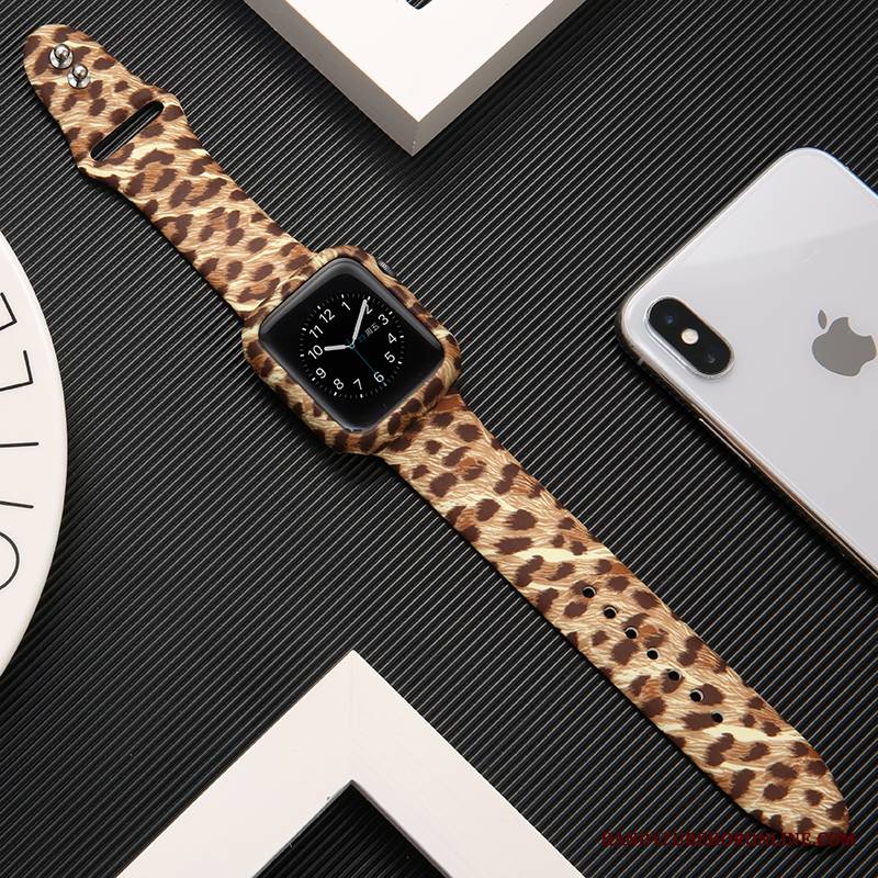 Apple Watch Series 1 Drukowana Futerał Ochraniacz Modna Marka Czarny Silikonowe