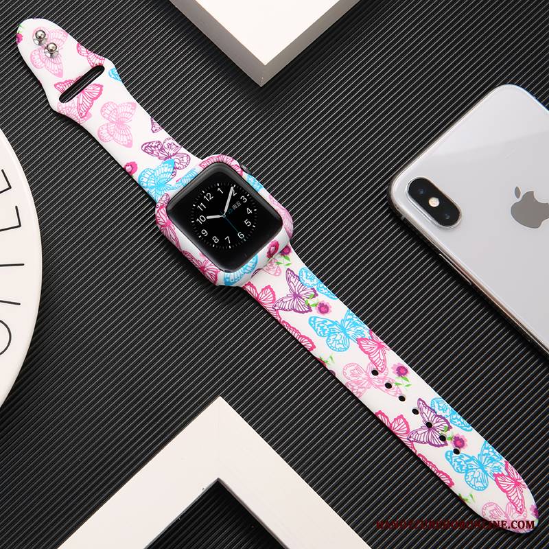 Apple Watch Series 1 Drukowana Futerał Ochraniacz Modna Marka Czarny Silikonowe