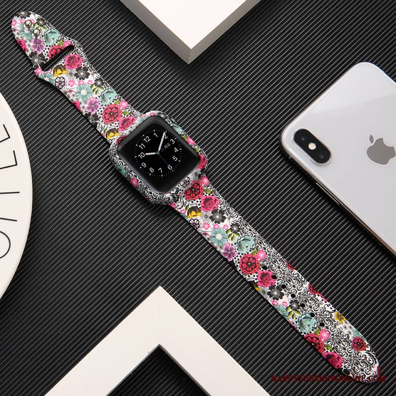 Apple Watch Series 1 Drukowana Futerał Ochraniacz Modna Marka Czarny Silikonowe