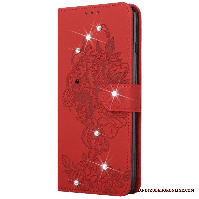 Etui Folio do Google Pixel 6 Barokowy Tygrys I Strass