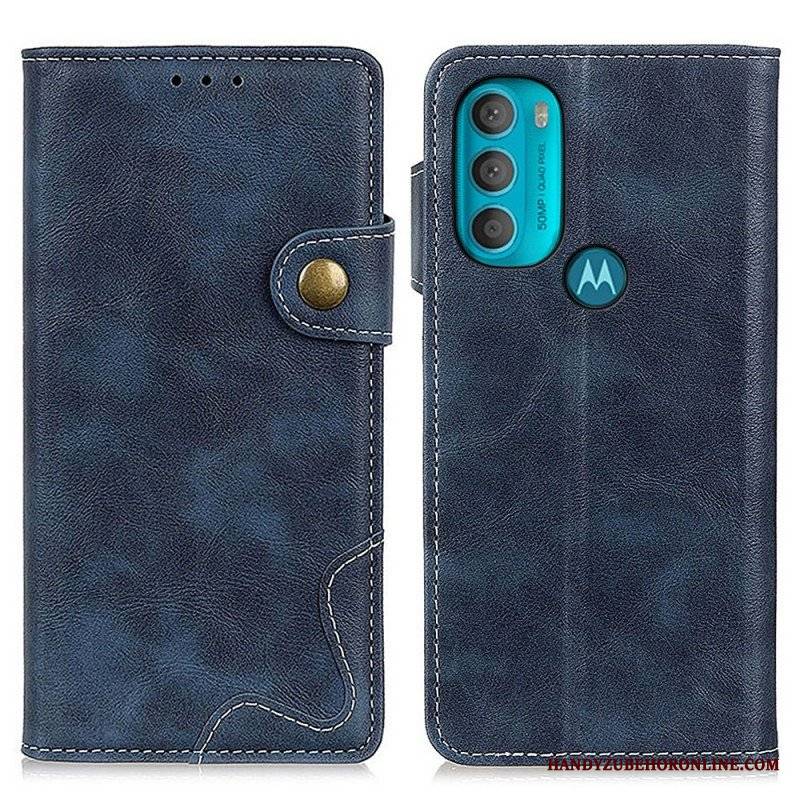 Etui Folio do Moto G71 5G Artystyczny Guzik Do Szycia