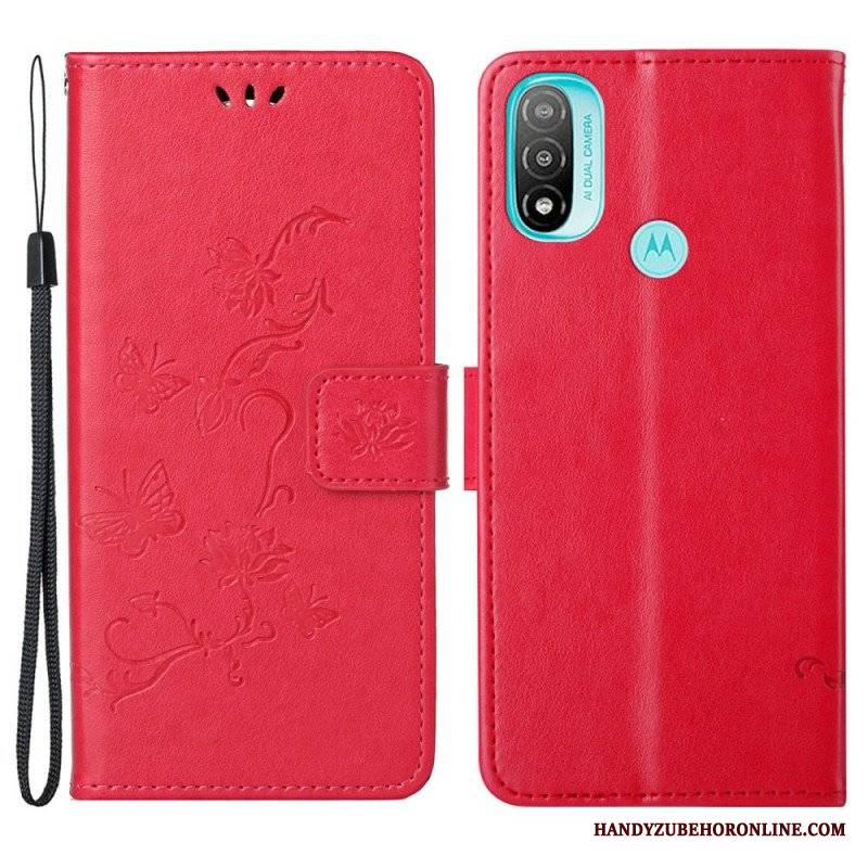 Etui Folio do Moto G71 5G Azjatyckie Motyle I Kwiaty