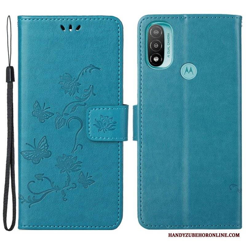 Etui Folio do Moto G71 5G Azjatyckie Motyle I Kwiaty