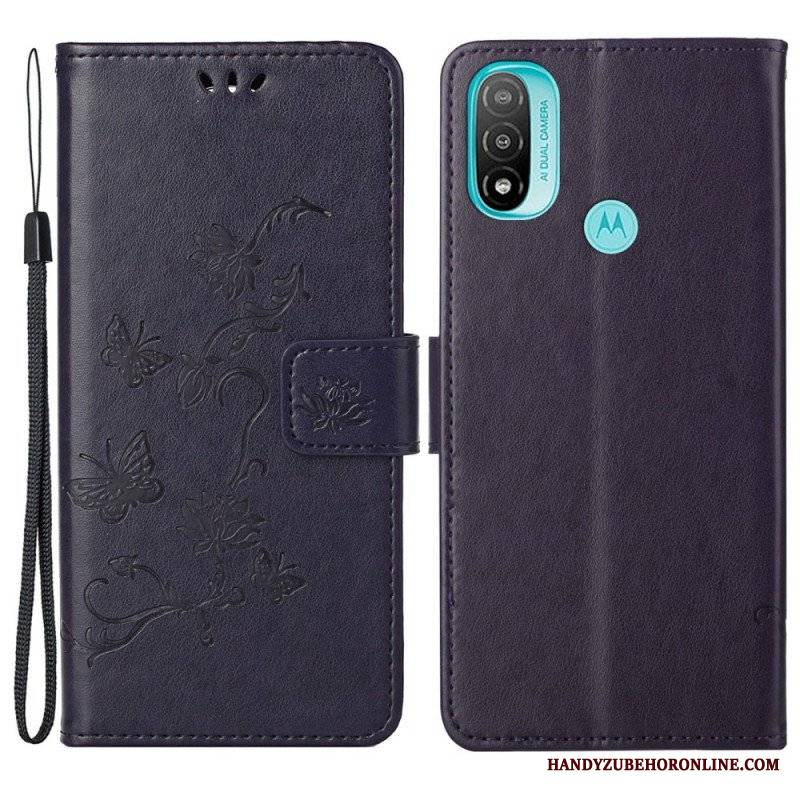 Etui Folio do Moto G71 5G Azjatyckie Motyle I Kwiaty