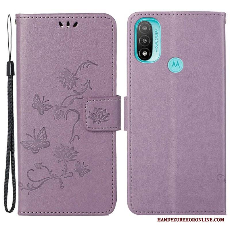 Etui Folio do Moto G71 5G Azjatyckie Motyle I Kwiaty