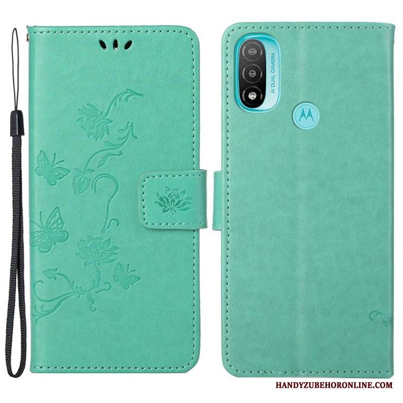 Etui Folio do Moto G71 5G Azjatyckie Motyle I Kwiaty