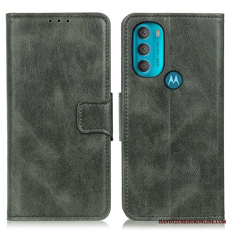 Etui Folio do Moto G71 5G Dwustronne Zapięcie Z Efektem Skóry