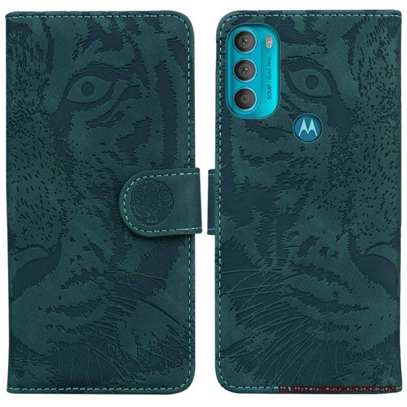 Etui Folio do Moto G71 5G Nadruk Twarzy Tygrysa