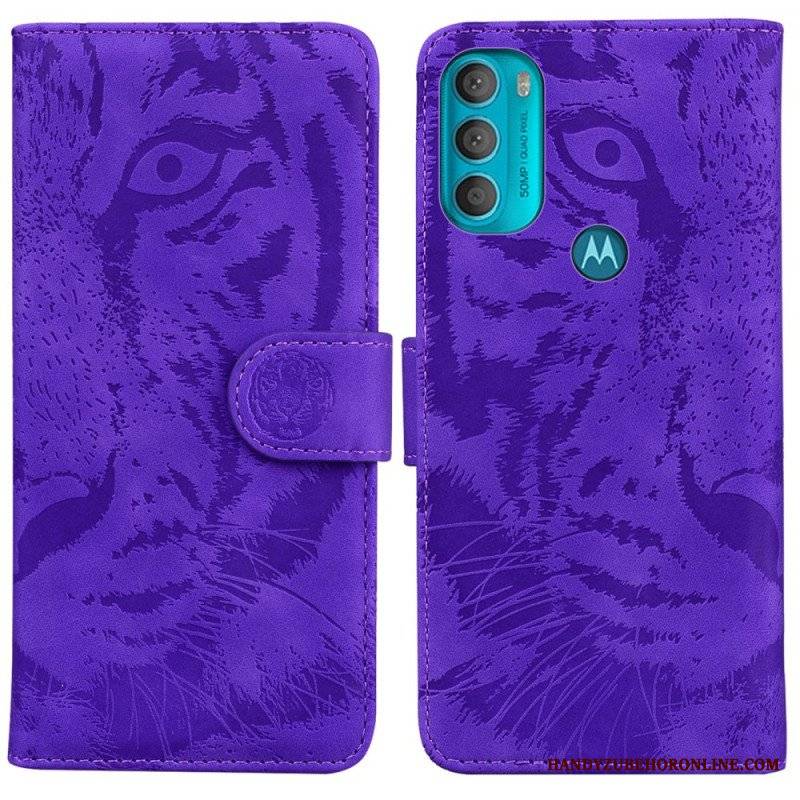 Etui Folio do Moto G71 5G Nadruk Twarzy Tygrysa