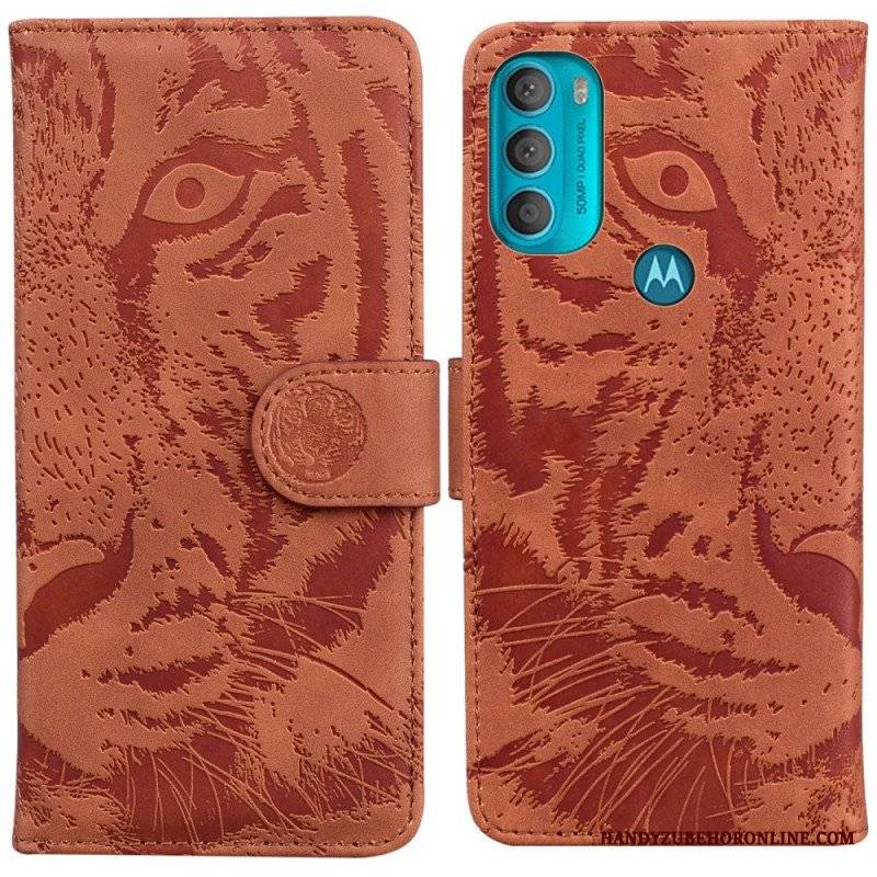 Etui Folio do Moto G71 5G Nadruk Twarzy Tygrysa