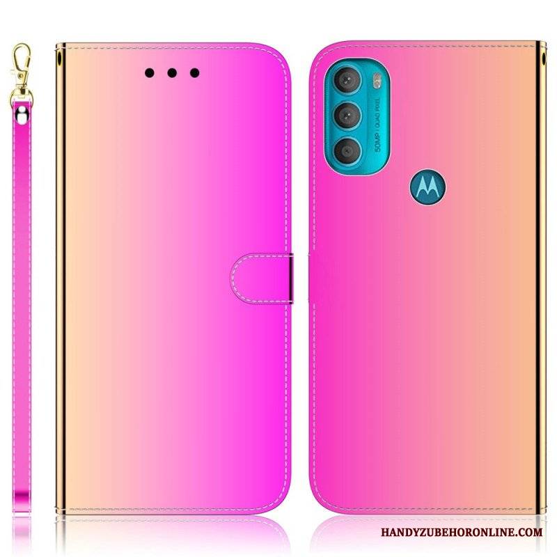 Etui Folio do Moto G71 5G Osłona Lusterka Ze Sztucznej Skóry