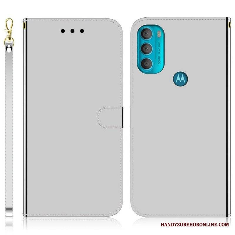 Etui Folio do Moto G71 5G Osłona Lusterka Ze Sztucznej Skóry