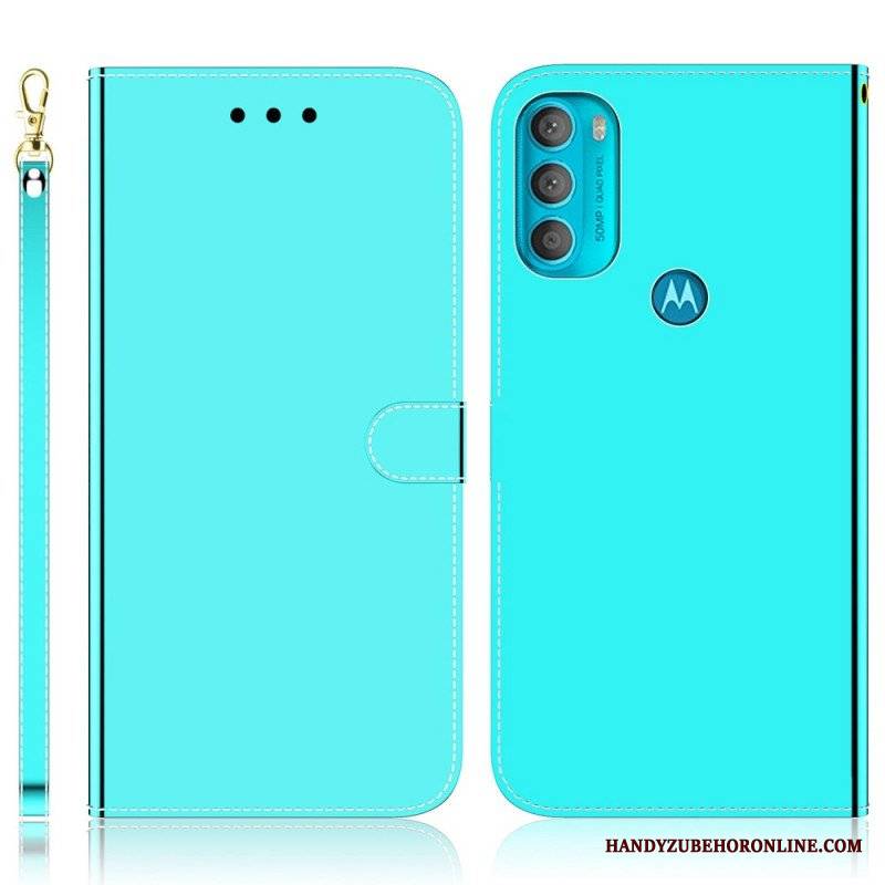 Etui Folio do Moto G71 5G Osłona Lusterka Ze Sztucznej Skóry