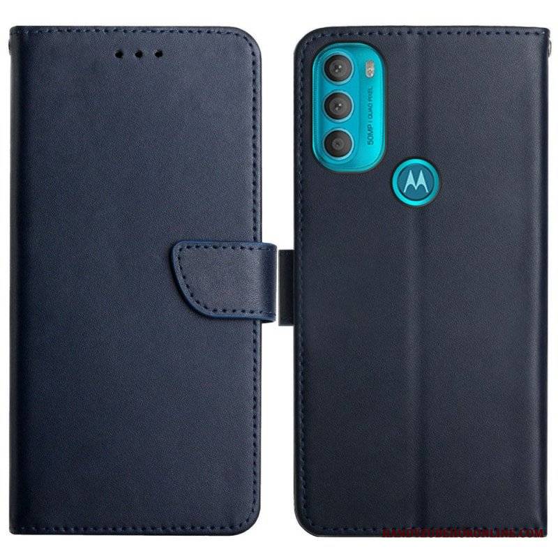 Etui Folio do Moto G71 5G Prawdziwa Skóra Nappa