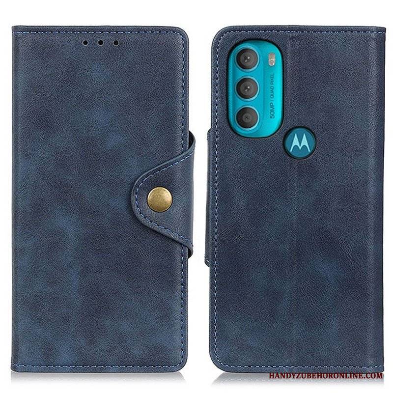 Etui Folio do Moto G71 5G Vintage Sztuczna Skóra I Guzik