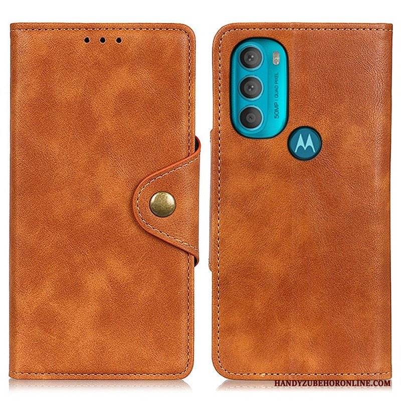 Etui Folio do Moto G71 5G Vintage Sztuczna Skóra I Guzik