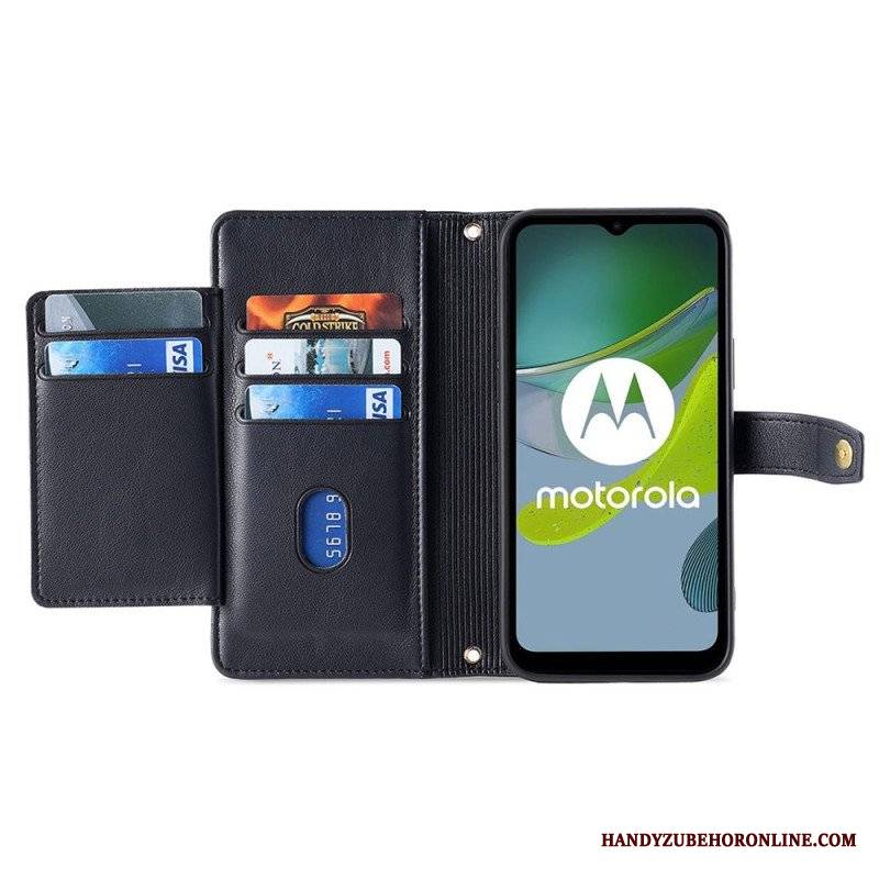 Etui Folio do Moto G73 5G Torebka Z Paskiem Na Ramię I Smyczą