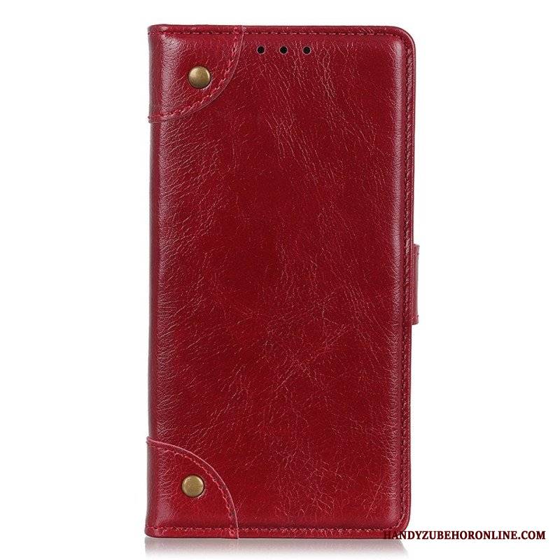 Etui Folio do OnePlus 10T 5G Nity W Stylu Vintage Ze Skóry Nappa