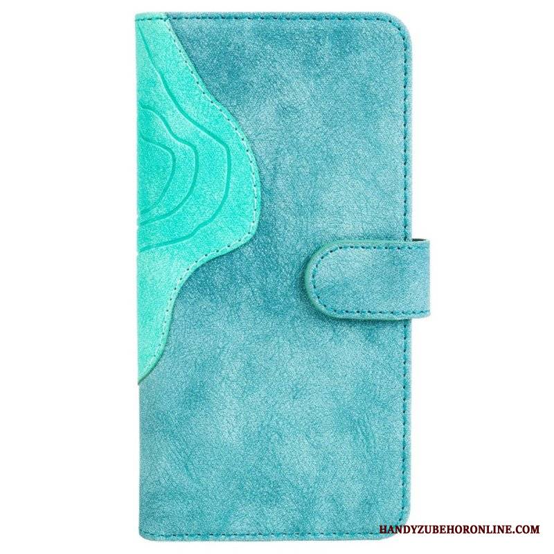 Etui Folio do OnePlus Nord 2T 5G Dwukolorowa Drewniana Tekstura