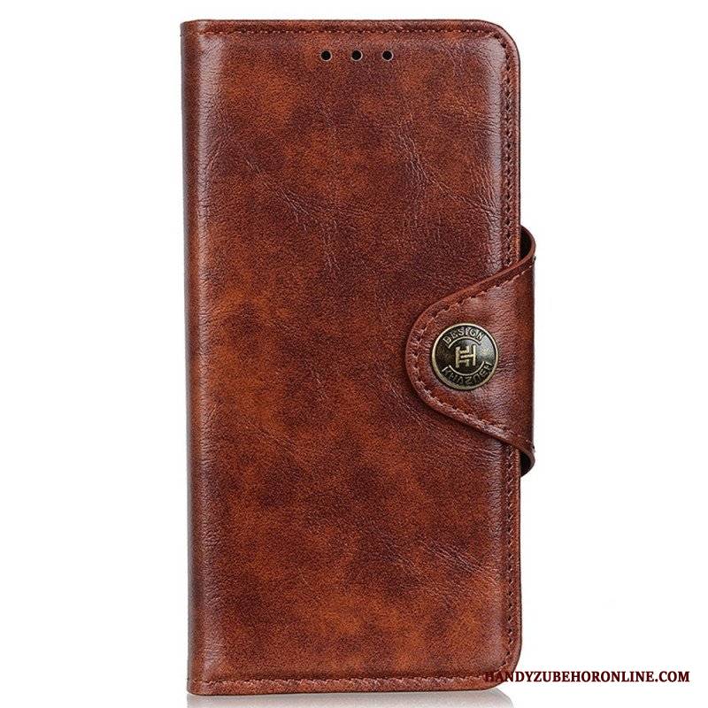 Etui Folio do OnePlus Nord 2T 5G Vintage Guzik Ze Sztucznej Skóry