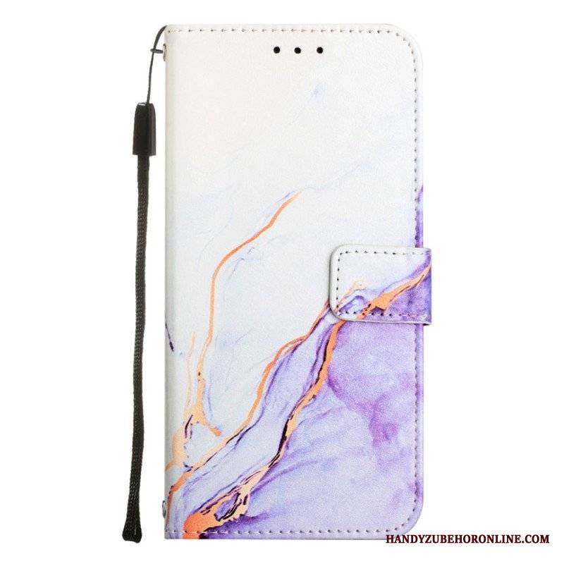 Etui Folio do OnePlus Nord 2T 5G z Łańcuch Pasek Marmuru