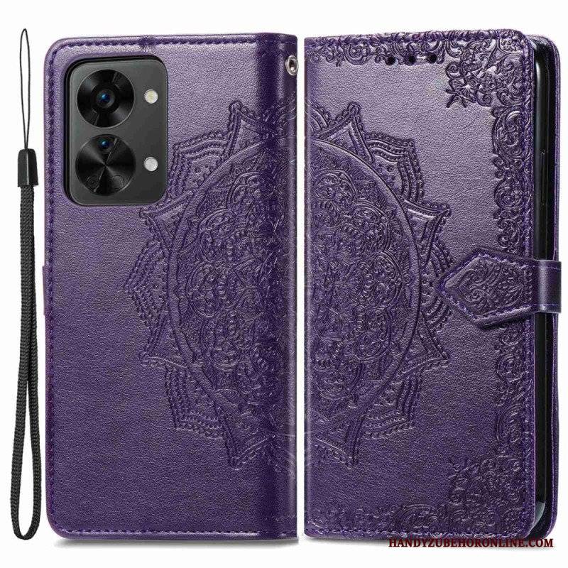 Etui Folio do OnePlus Nord 2T 5G z Łańcuch Uchwyt Na Kartę Z Paskiem Mandala