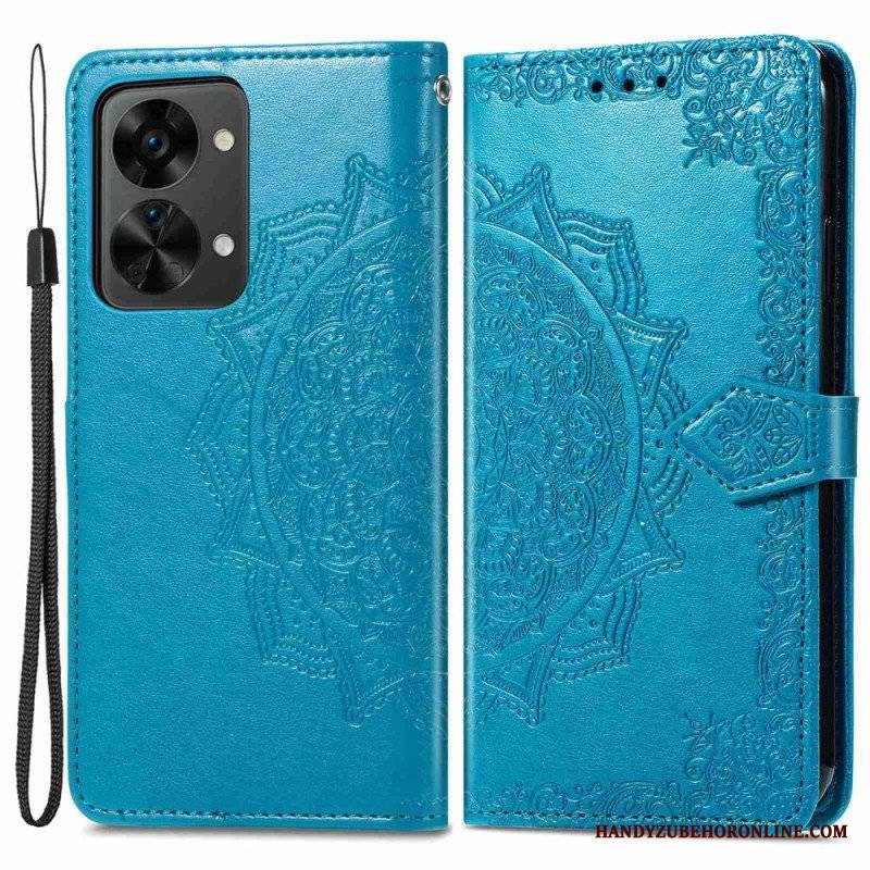 Etui Folio do OnePlus Nord 2T 5G z Łańcuch Uchwyt Na Kartę Z Paskiem Mandala