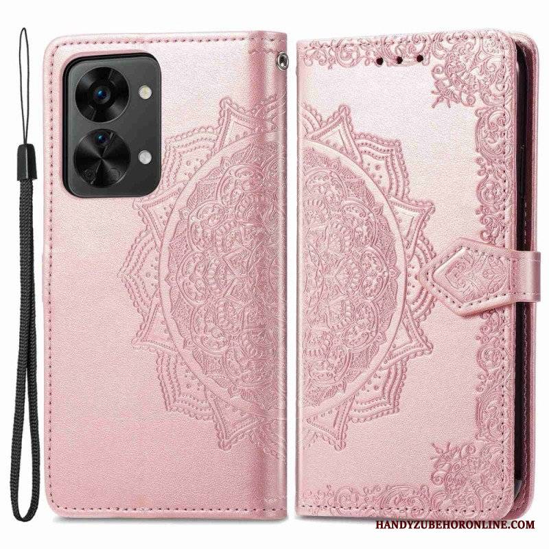 Etui Folio do OnePlus Nord 2T 5G z Łańcuch Uchwyt Na Kartę Z Paskiem Mandala