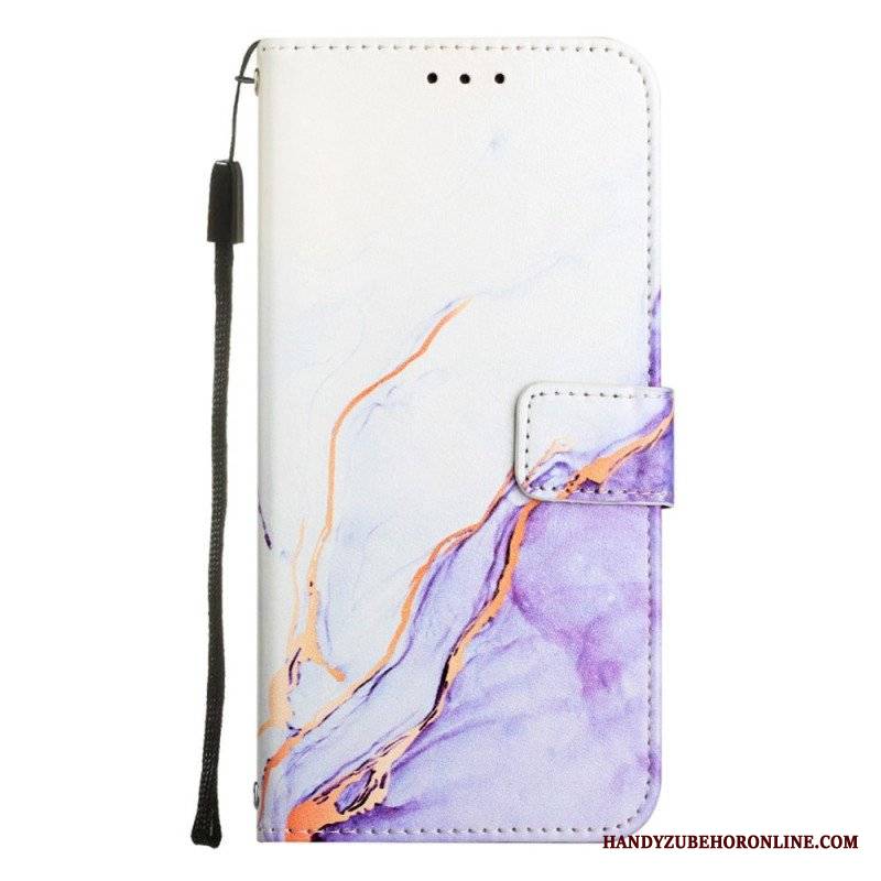 Etui Folio do OnePlus Nord CE 2 5G z Łańcuch Pasek Marmuru