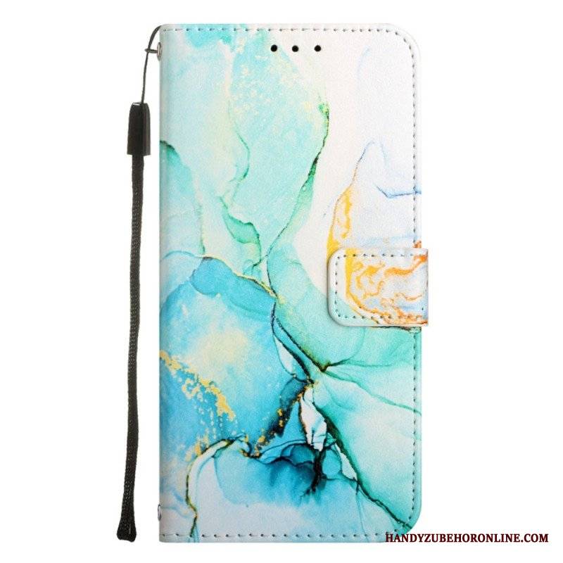 Etui Folio do OnePlus Nord CE 2 5G z Łańcuch Pasek Marmuru