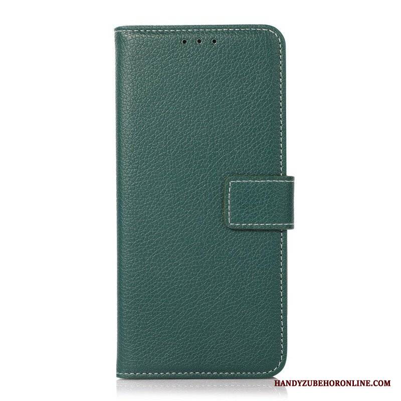 Etui Folio do Oppo A16 / A16s Szwy Liczi Z Efektem Skóry