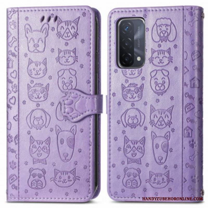 Etui Folio do Oppo A54 5G / A74 5G Animowane Zwierzęta