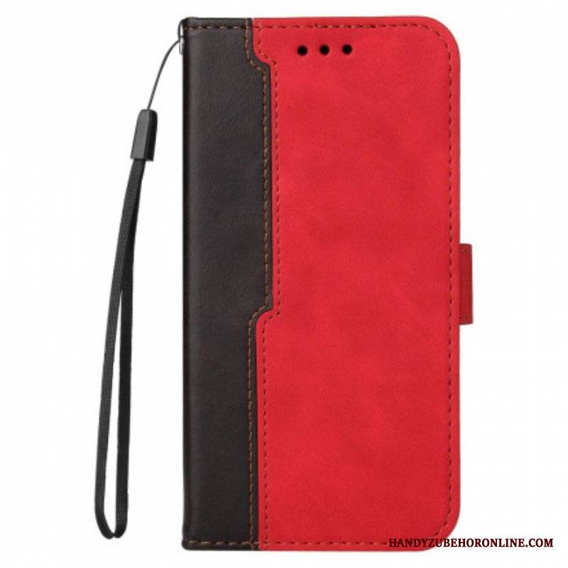 Etui Folio do Oppo A54 5G / A74 5G Kolorowa Dwukolorowa Sztuczna Skóra