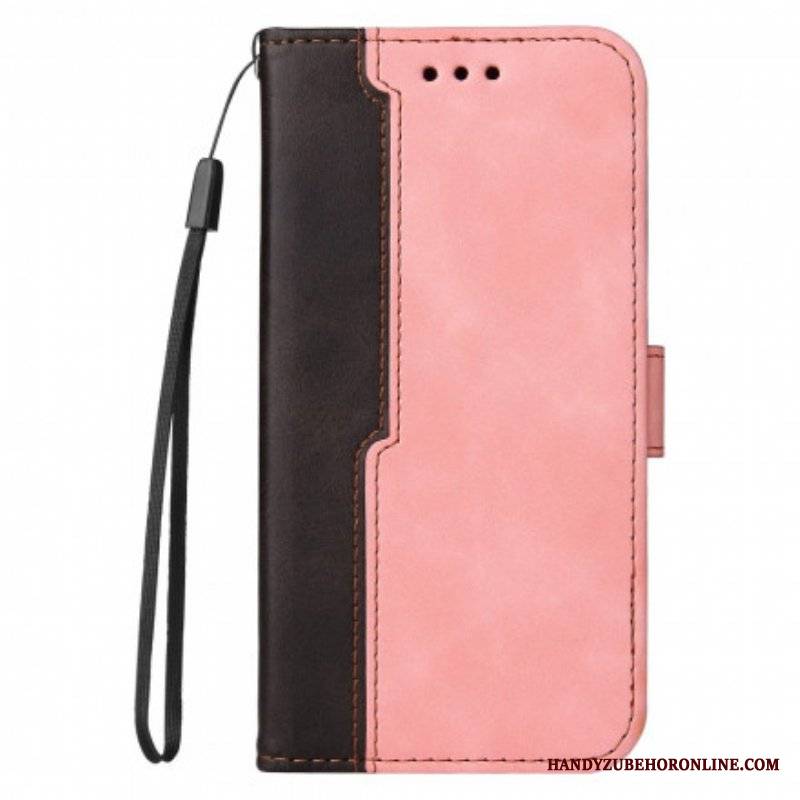 Etui Folio do Oppo A54 5G / A74 5G Kolorowa Dwukolorowa Sztuczna Skóra