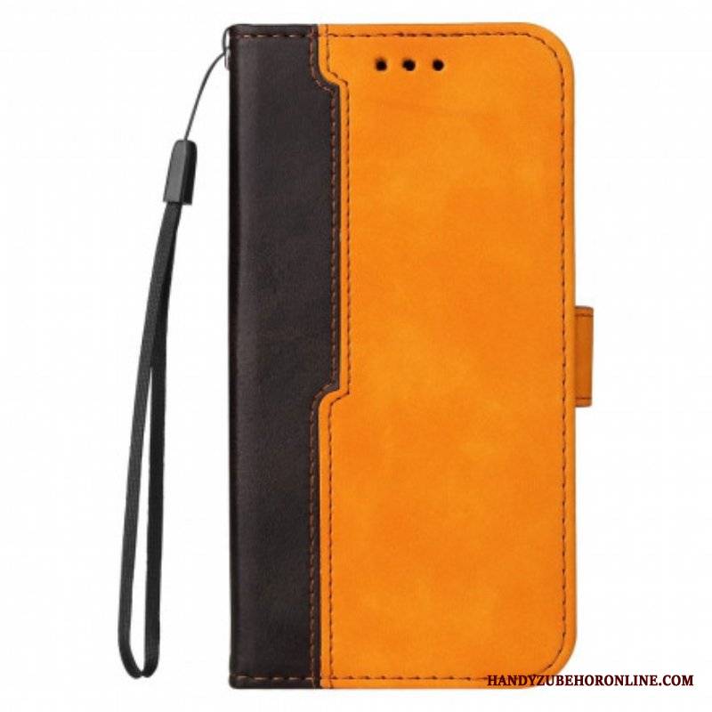 Etui Folio do Oppo A54 5G / A74 5G Kolorowa Dwukolorowa Sztuczna Skóra