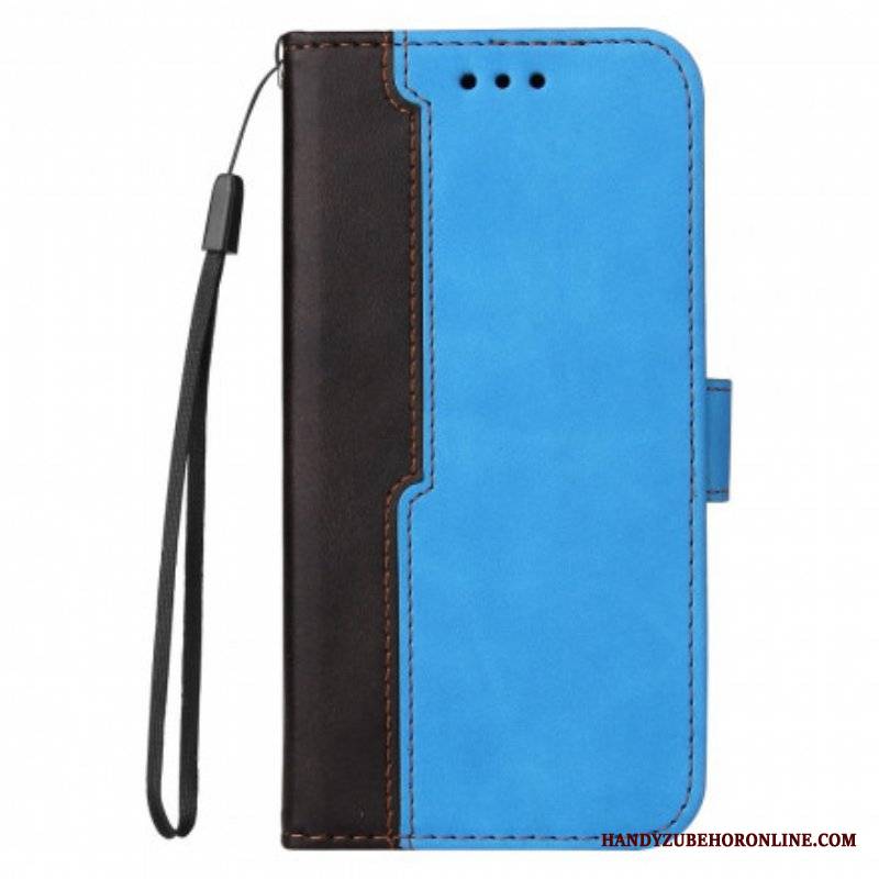 Etui Folio do Oppo A54 5G / A74 5G Kolorowa Dwukolorowa Sztuczna Skóra