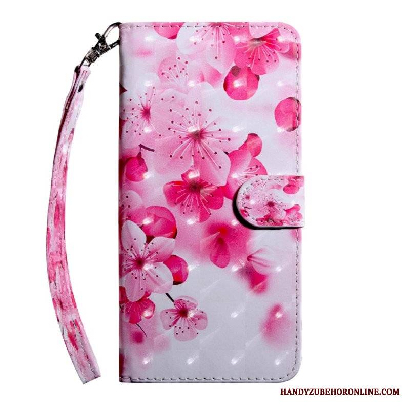 Etui Folio do Oppo A54 5G / A74 5G Kwiaty Z Smyczą