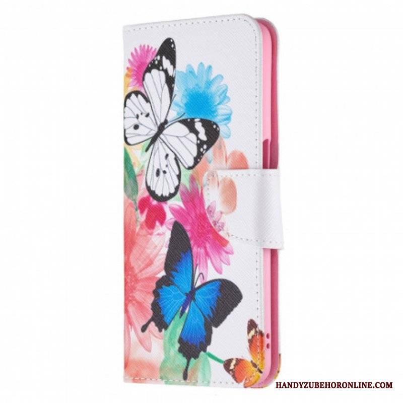 Etui Folio do Oppo A54 5G / A74 5G Malowane Motyle I Kwiaty