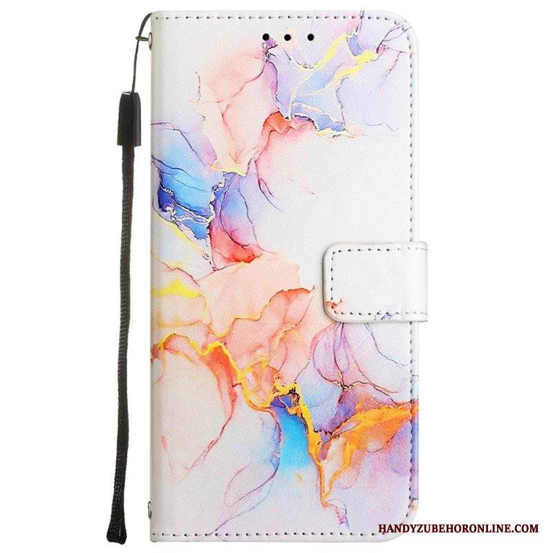 Etui Folio do Oppo A54 5G / A74 5G Marmur Ze Smyczą