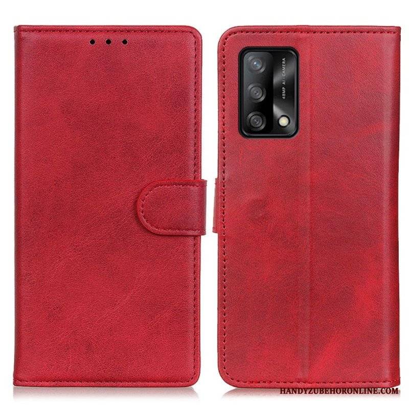 Etui Folio do Oppo A74 4G Efekt Matowej Skóry W Stylu Retro