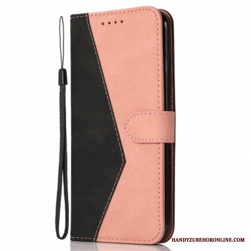 Etui Folio do Oppo A94 5G Dwukolorowa Trójkątna Sztuczna Skóra