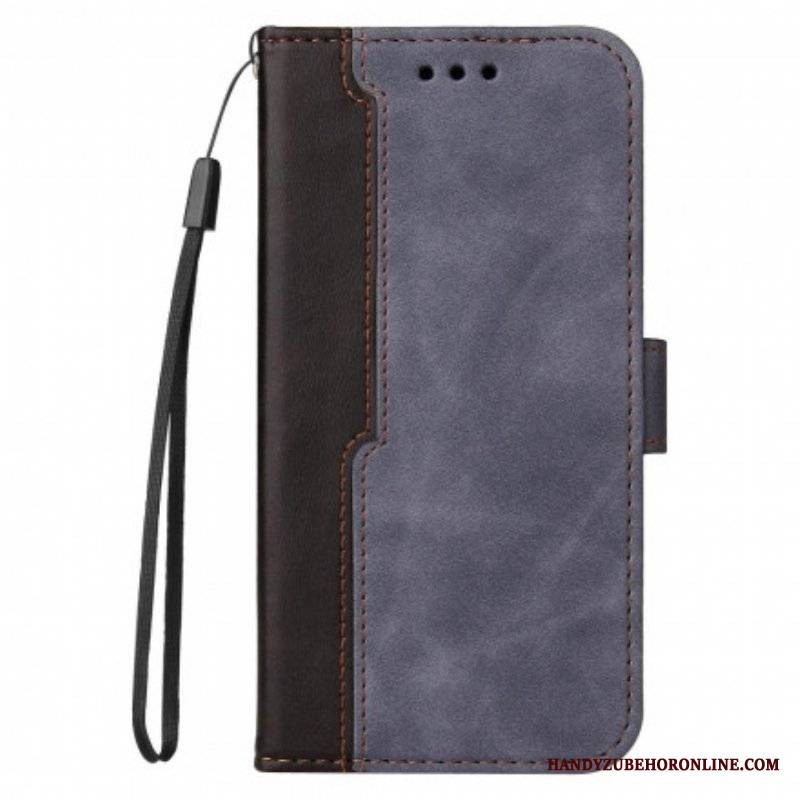 Etui Folio do Oppo A94 5G Kolorowa Dwukolorowa Sztuczna Skóra