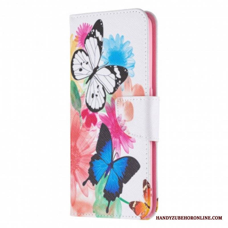 Etui Folio do Oppo A94 5G Malowane Motyle I Kwiaty