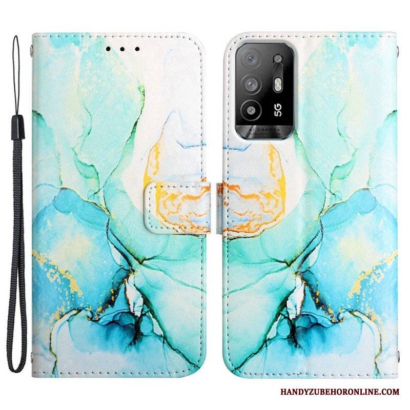 Etui Folio do Oppo A94 5G Marmur Ze Smyczą