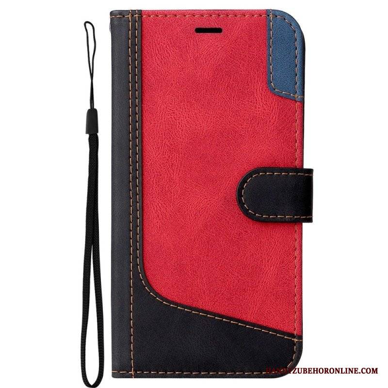 Etui Folio do Oppo A94 5G Trójkolorowy Ze Smyczą