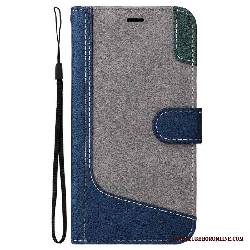 Etui Folio do Oppo A94 5G Trójkolorowy Ze Smyczą