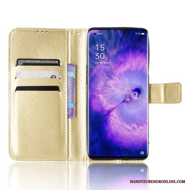 Etui Folio do Oppo Find X5 Błyszcząca Sztuczna Skóra