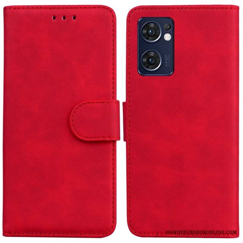 Etui Folio do Oppo Find X5 Lite Monochromatyczny Efekt Skóry